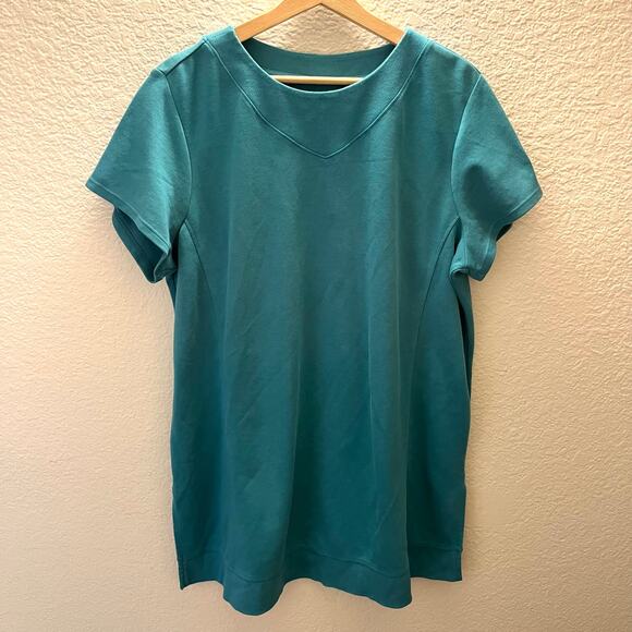 J.Jill Fit Double Knit Tunic Teal Aqua Scoop Neck Ponte XL Casual Minimalist - Picture 2 of 5